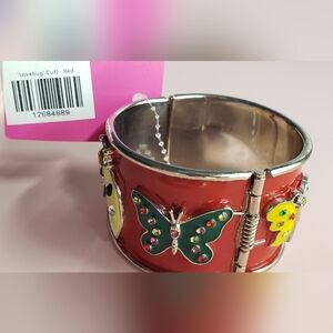 Sassy Jones Red Love Bug Cuff Hinged Bracelet